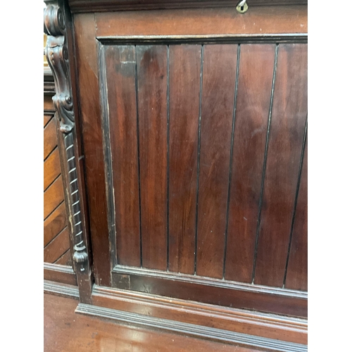 368 - EDWARDIAN MAHOGANY CLERKS DESK WITH FALL FRONT WRITING SLOPE WITH FITTED DRAWERS AND GALLERY TOP  A/... 