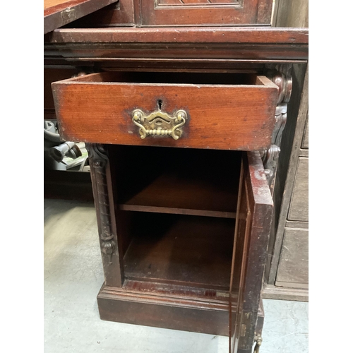 368 - EDWARDIAN MAHOGANY CLERKS DESK WITH FALL FRONT WRITING SLOPE WITH FITTED DRAWERS AND GALLERY TOP  A/... 