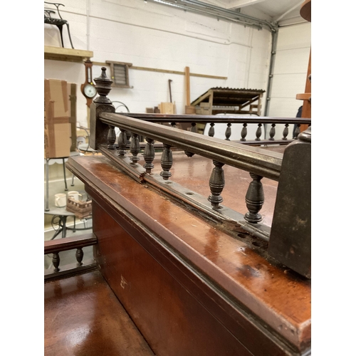 368 - EDWARDIAN MAHOGANY CLERKS DESK WITH FALL FRONT WRITING SLOPE WITH FITTED DRAWERS AND GALLERY TOP  A/... 