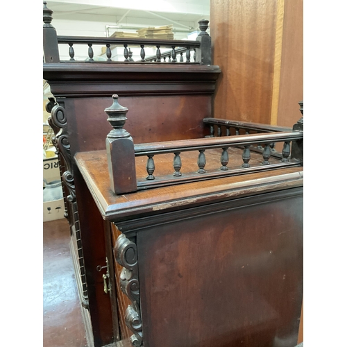 368 - EDWARDIAN MAHOGANY CLERKS DESK WITH FALL FRONT WRITING SLOPE WITH FITTED DRAWERS AND GALLERY TOP  A/... 