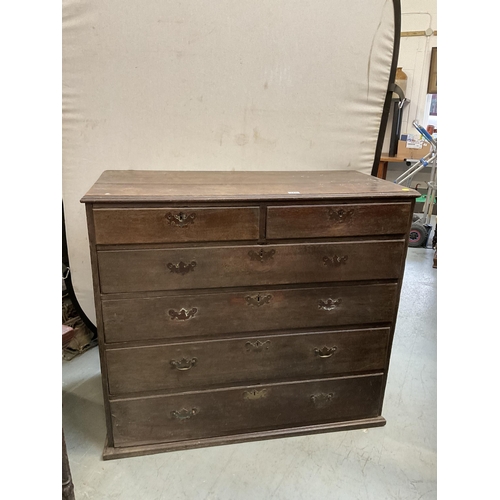 370 - ANTIQUE GEORGIAN OAK CHEST OF DRAWERS 2 OVER 4 A/F -H40