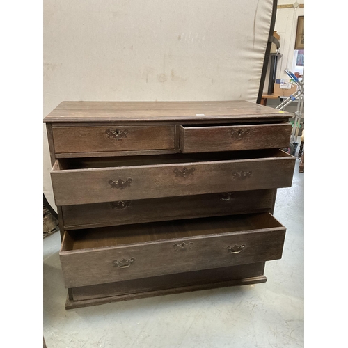 370 - ANTIQUE GEORGIAN OAK CHEST OF DRAWERS 2 OVER 4 A/F -H40