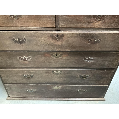 370 - ANTIQUE GEORGIAN OAK CHEST OF DRAWERS 2 OVER 4 A/F -H40