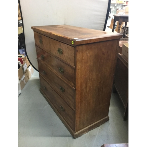 258 - VICTORIAN SATINWOOD 2 OVER 3 CHEST OF DRAWERS WITH BRASS HANDLES H42