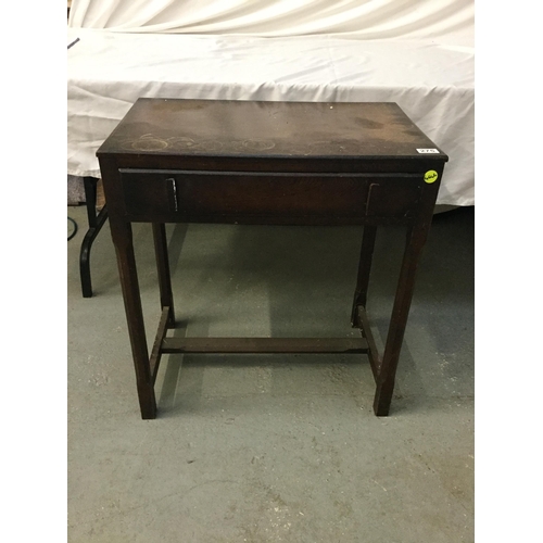 275 - VINTAGE OAK SIDE TABLE FITTED WITH DRAWER H28