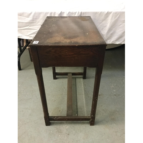 275 - VINTAGE OAK SIDE TABLE FITTED WITH DRAWER H28