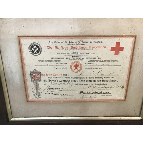 280 - BOX OF PHOTOGRAPHS AND CERTIFICATES OF ST JOHNS AMBULANCE INTEREST