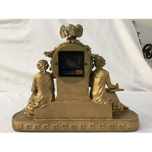 283 - REPRODUCTION  GOLD COLOURED BATTERY MANTLE CLOCK IN FRENCH STYLE H10