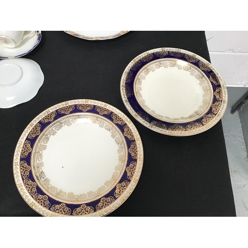 294 - VINTAGE TEA SET WITH BLUE AND GOLD EDGING DUCAL & WESTMINSTER  CHINA A/F