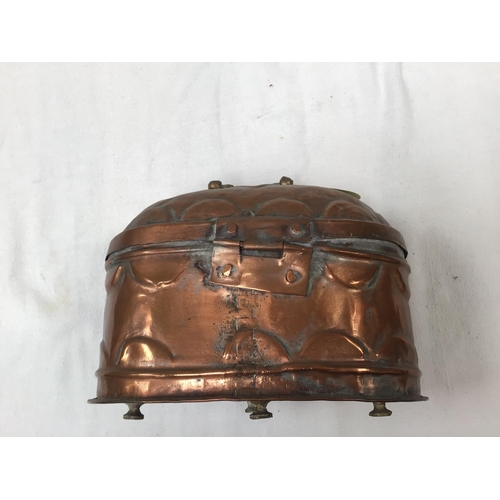 296 - EASTERN COPPER COFFEE POT AND LIDDED BOX