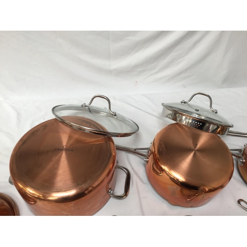 298 - QTY OF MODERN COPPER KITCHEN PANS AND UTENSILS