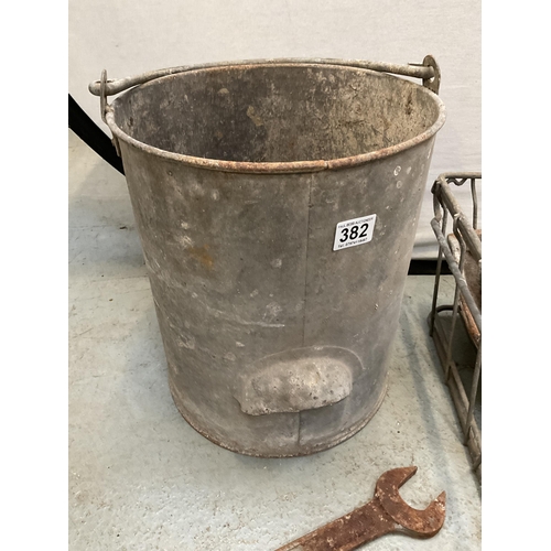 382 - GALVANISED BUCKET, BRASS BLOW LAMPS ANIMAL FEEDERS ETC