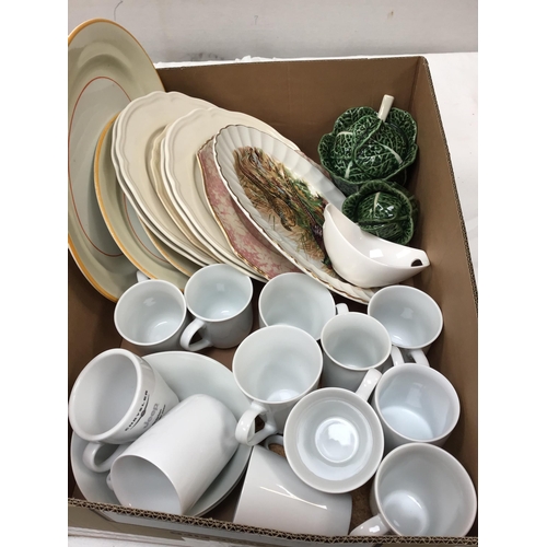 303 - 3 BOXES OF ASSORTED DINNER AND TEA WARE ETC TO INCLUDE CABBAGE SAUCE POTS