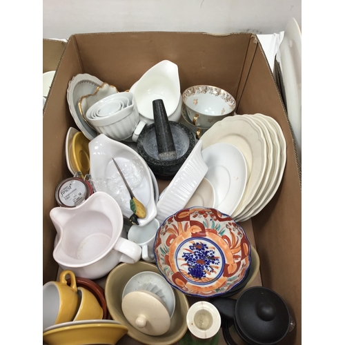 303 - 3 BOXES OF ASSORTED DINNER AND TEA WARE ETC TO INCLUDE CABBAGE SAUCE POTS