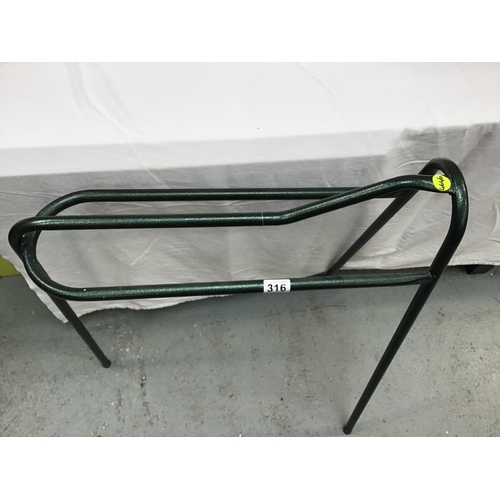 316 - GREEN PAINTED METAL SADDLE STAND H32