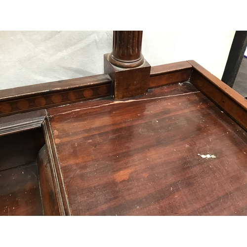 317 - EDWARDIAN MAHOGANY DRESSING TABLE FITTED WITH 6 DRAWERS ON FLUTED LEGS WITH OVAL MIRROR ABOVE H64