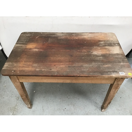 325 - SMALL VICTORIAN PINE SCRUB TOP KITCHEN TABLE WITH TAPERING LEGS - A/F + WORMED H29