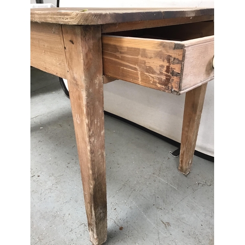 325 - SMALL VICTORIAN PINE SCRUB TOP KITCHEN TABLE WITH TAPERING LEGS - A/F + WORMED H29