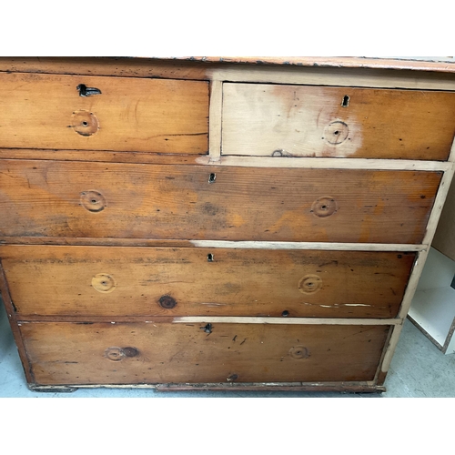 401 - VICTORIAN PINE CHEST OF DRAWERS 2 OVER 3 A/F H 34