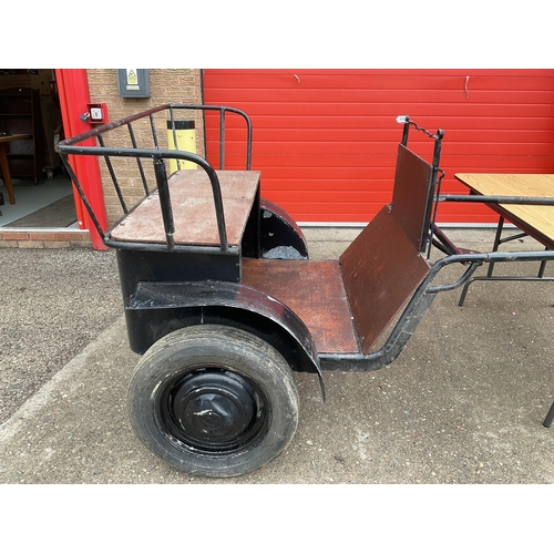 408 - MODERN 2 WHEEL HORSE TRAP PAINTED BLACK