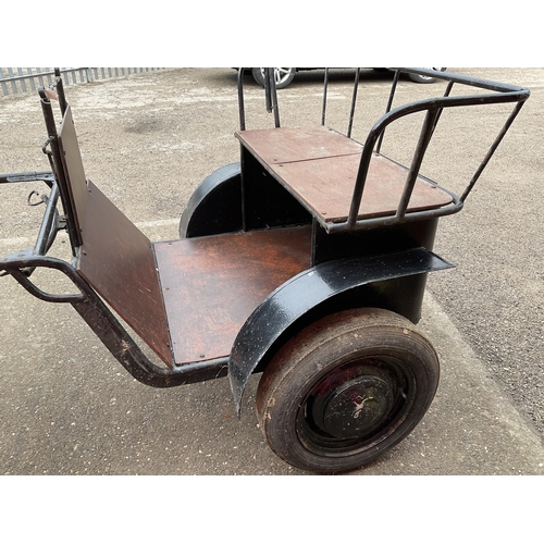 408 - MODERN 2 WHEEL HORSE TRAP PAINTED BLACK