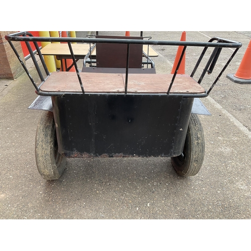 408 - MODERN 2 WHEEL HORSE TRAP PAINTED BLACK