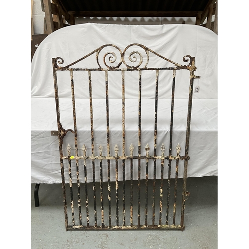 410 - ANTIQUE METAL GARDEN GATE WITH SCROLL WORK TOP H 51