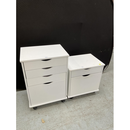 411 - MODERN WHITE WRITING DESK FITTED WITH DRAWER H 47