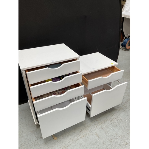 411 - MODERN WHITE WRITING DESK FITTED WITH DRAWER H 47