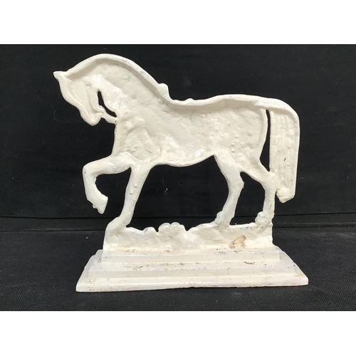 326 - VICTORIAN WHITE PAINTED CAST IRON HORSE DOOR STOP