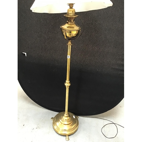 330 - VICTORIAN BRASS STANDARD LAMP CONVERTED TO ELECTRICITY - NEEDS REWIRING