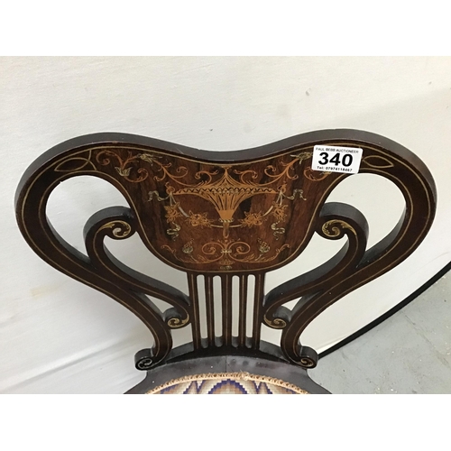 340 - ART NOUVEAU INLAID MAHOGANY PIANO SEAT WITH SWIVEL TOP A/F H34