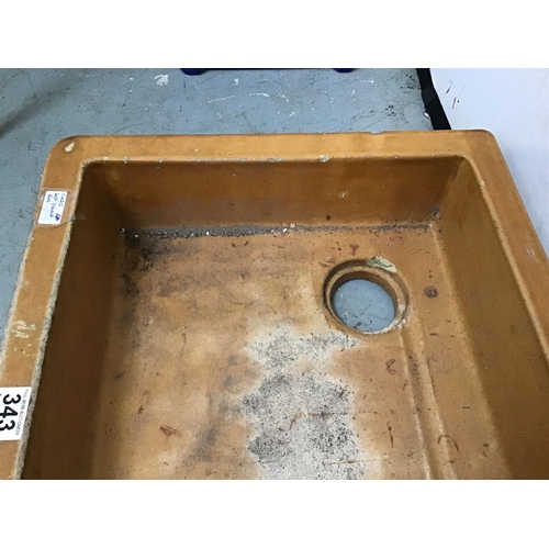 343 - ANTIQUE SALT GLAZED SHALLOW SINK - A/F