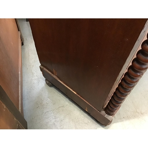 348 - LARGE VICTORIAN MAHOGANY CHEST OF DRAWERS WITH BOBBIN PATTERN TO THE CORNERS A/F - H48