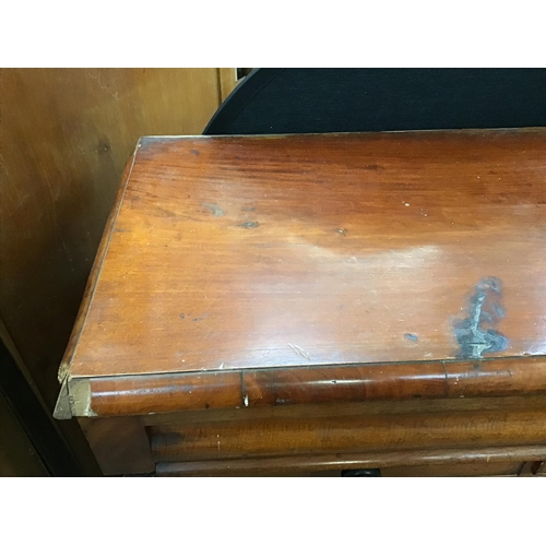 348 - LARGE VICTORIAN MAHOGANY CHEST OF DRAWERS WITH BOBBIN PATTERN TO THE CORNERS A/F - H48