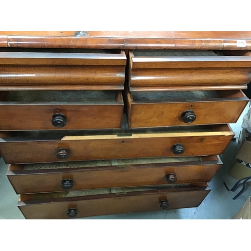 348 - LARGE VICTORIAN MAHOGANY CHEST OF DRAWERS WITH BOBBIN PATTERN TO THE CORNERS A/F - H48