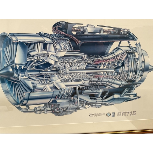 3 - FRAMED PICTURE OF A BMW ROLLS ROYCE AERO ENGINE BR715 34