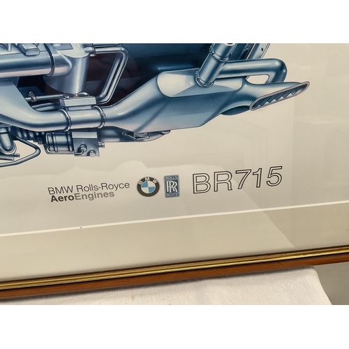 3 - FRAMED PICTURE OF A BMW ROLLS ROYCE AERO ENGINE BR715 34