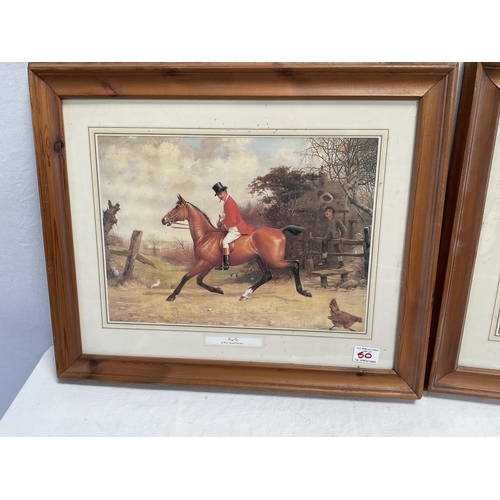 50 - PAIR OF MODERN PINE FRAMED HUNTING SCENE PRINTS 19