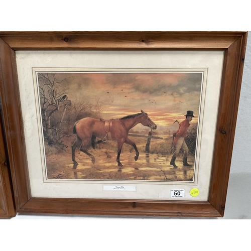 50 - PAIR OF MODERN PINE FRAMED HUNTING SCENE PRINTS 19