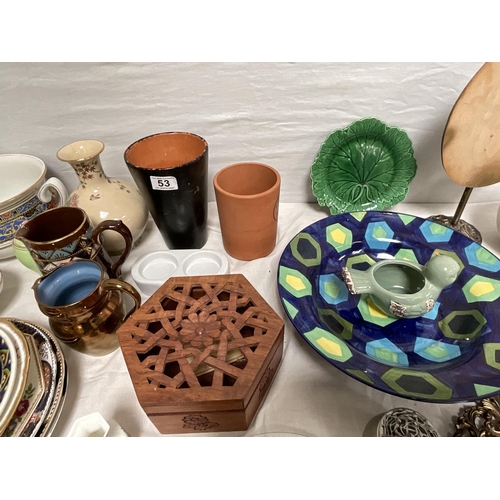 53 - 2 BOXES OF CHINA TO INCLUDE PLATES, CUPS SAUCERS, LUSTRE WARE ETC