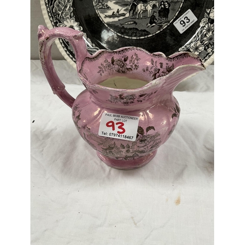 93 - CHARGER, TOBY JUG, PINK CERAMIC JUG A/F ETC