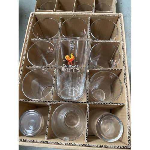 109 - 2 BOXES OF PUB GLASSES BOMBARDIER ETC - 36 GLASSES