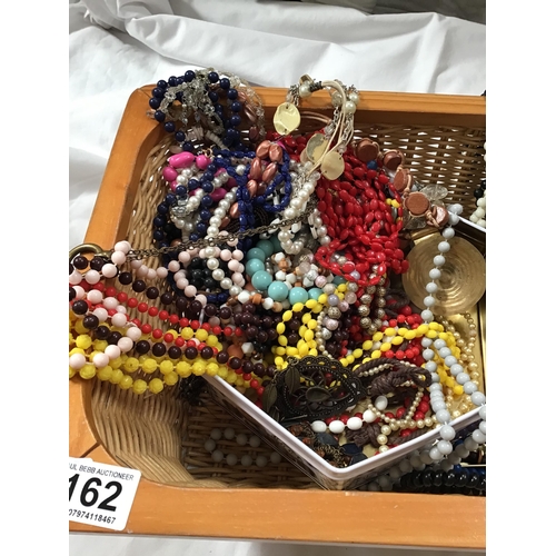 162 - LARGE BASKET OF COSTUME JEWELLERY