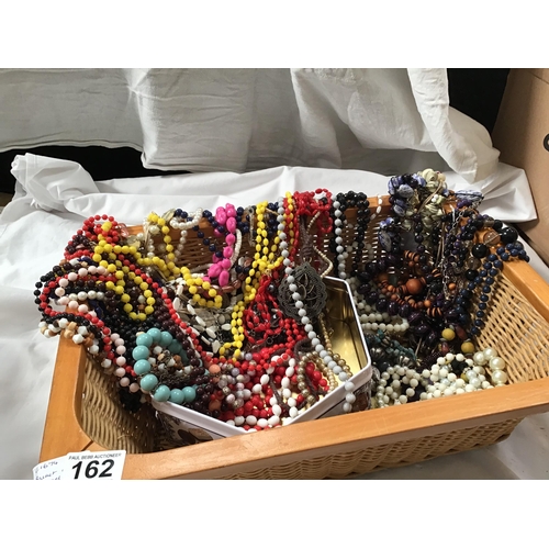 162 - LARGE BASKET OF COSTUME JEWELLERY