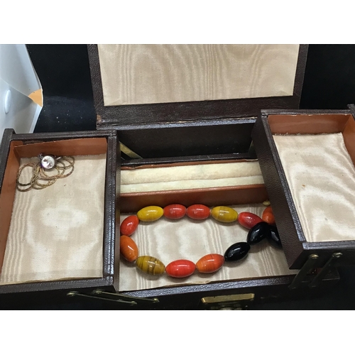 173 - VINTAGE JEWELLERY BOX AND LADIES ROTARY WATCH