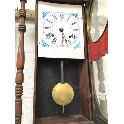 189 - INLAID WALNUT CASED EDWARDIAN CLOCK PENDULUM NO KEY 36