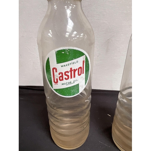 207 - 2 VINTAGE CASTROL MOTOR OIL GLASS BOTTLES H13