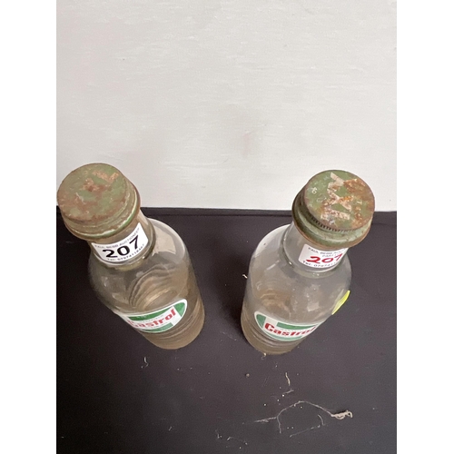 207 - 2 VINTAGE CASTROL MOTOR OIL GLASS BOTTLES H13