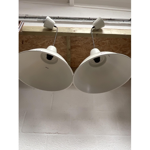 209 - 2 LARGE INDUSTRIAL METAL LIGHT FITTINGS